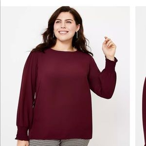LOFT Smocked Cuff Blouse Plus 14 NWT